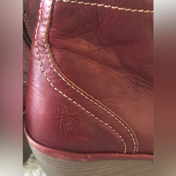 Fly London Yole Lace Up Wedge Ankle Boots in Oxblood Leather 40 - Picture 6 of 9